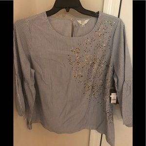 Crown & Ivy Striped top with sequins